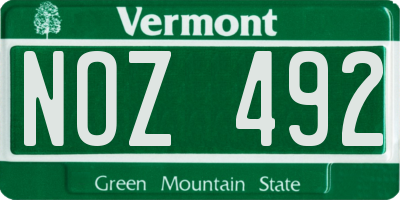 VT license plate NOZ492