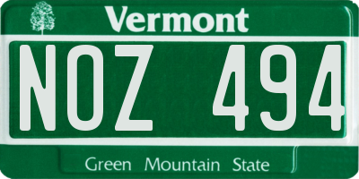 VT license plate NOZ494