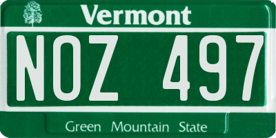 VT license plate NOZ497