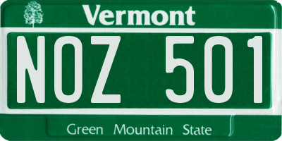VT license plate NOZ501