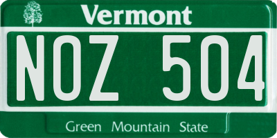 VT license plate NOZ504