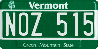 VT license plate NOZ515