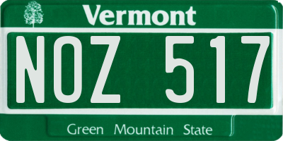 VT license plate NOZ517