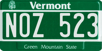 VT license plate NOZ523