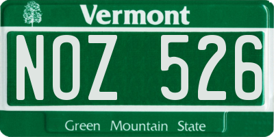 VT license plate NOZ526