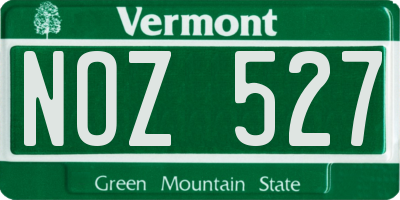 VT license plate NOZ527