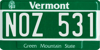 VT license plate NOZ531