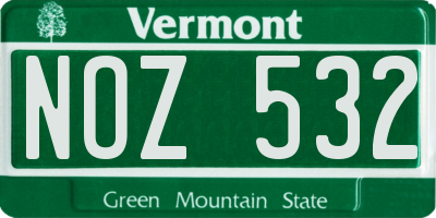 VT license plate NOZ532