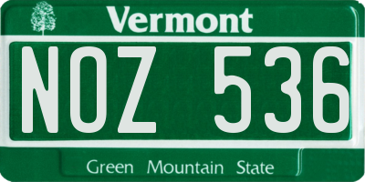 VT license plate NOZ536