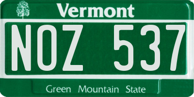 VT license plate NOZ537