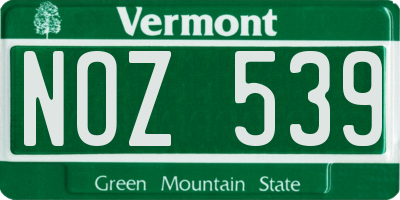 VT license plate NOZ539
