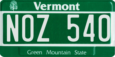 VT license plate NOZ540