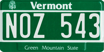 VT license plate NOZ543