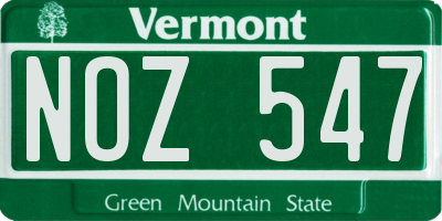 VT license plate NOZ547