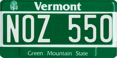 VT license plate NOZ550