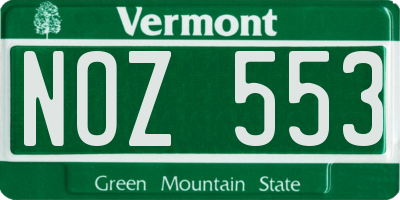 VT license plate NOZ553
