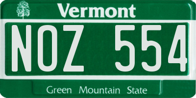 VT license plate NOZ554