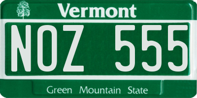 VT license plate NOZ555