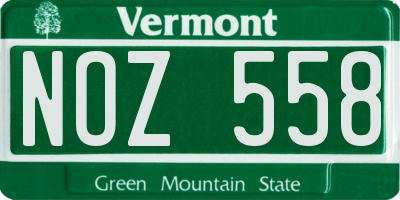 VT license plate NOZ558