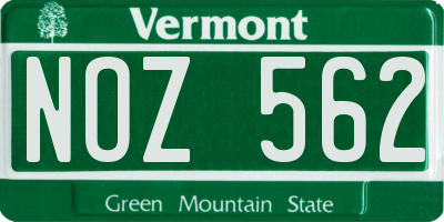 VT license plate NOZ562