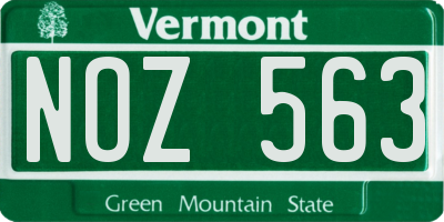 VT license plate NOZ563