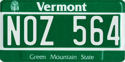 VT license plate NOZ564