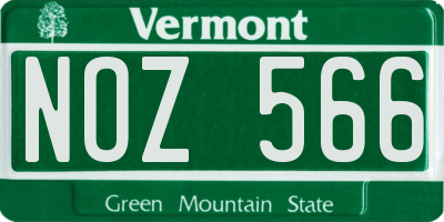 VT license plate NOZ566