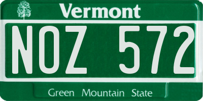 VT license plate NOZ572