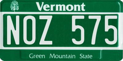VT license plate NOZ575