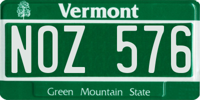 VT license plate NOZ576