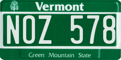 VT license plate NOZ578