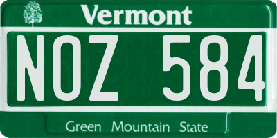 VT license plate NOZ584