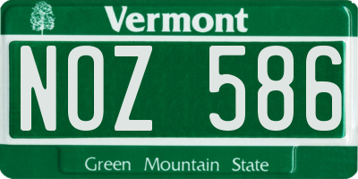 VT license plate NOZ586