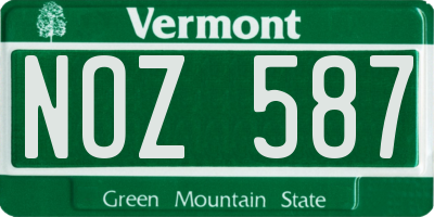 VT license plate NOZ587