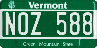 VT license plate NOZ588