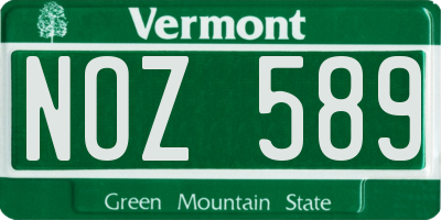 VT license plate NOZ589
