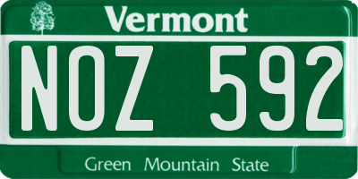 VT license plate NOZ592