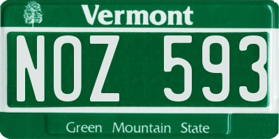 VT license plate NOZ593