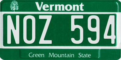VT license plate NOZ594