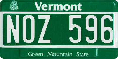 VT license plate NOZ596