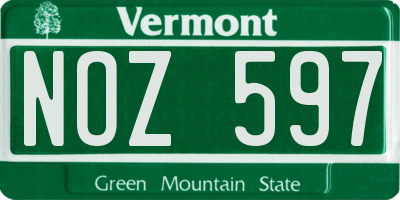 VT license plate NOZ597