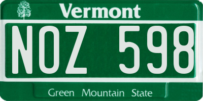 VT license plate NOZ598