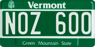 VT license plate NOZ600