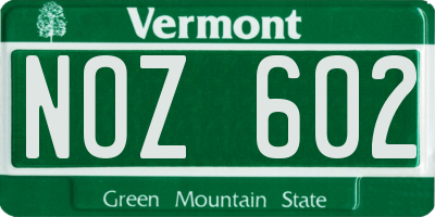VT license plate NOZ602