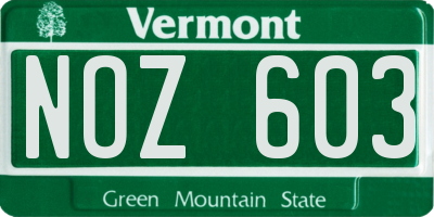 VT license plate NOZ603