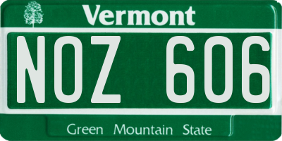 VT license plate NOZ606