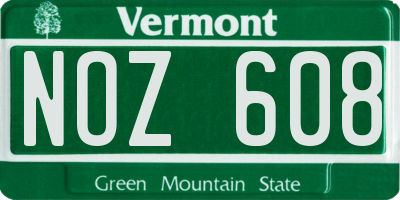 VT license plate NOZ608