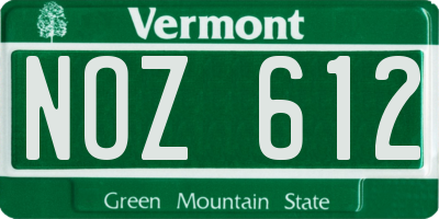 VT license plate NOZ612