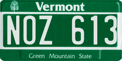 VT license plate NOZ613