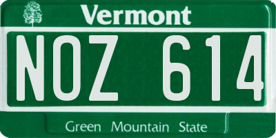 VT license plate NOZ614